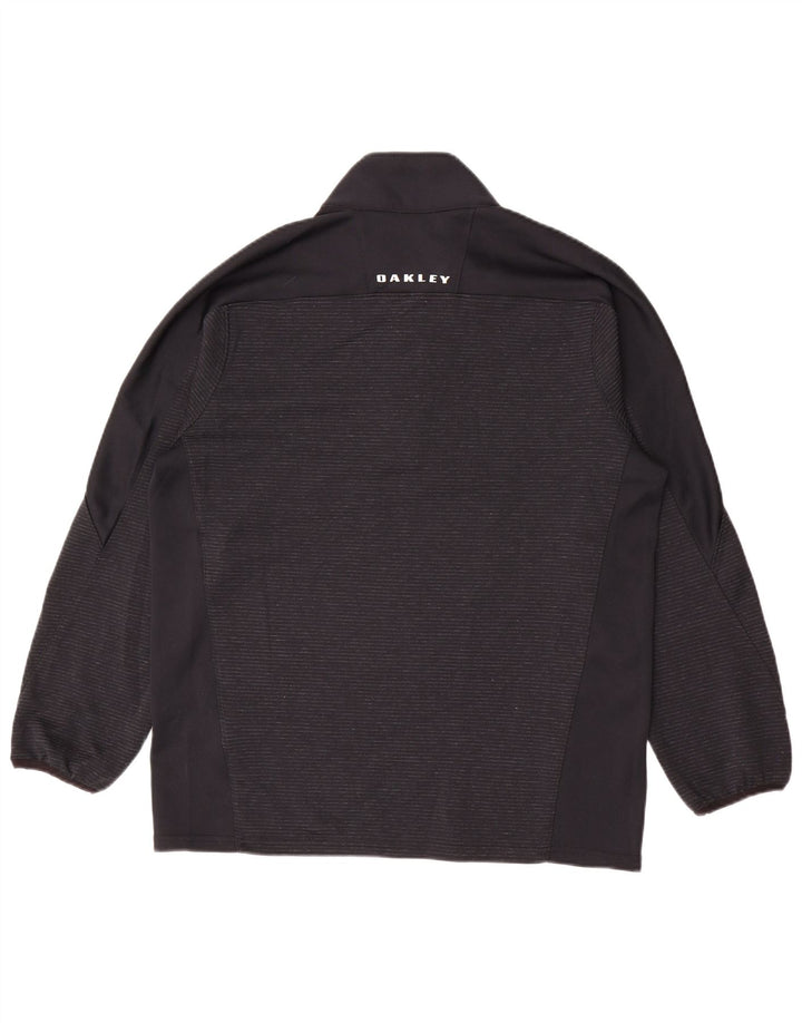 Oakley Pull à col zippé pour homme - Haut de survêtement à rayures noires moyennes