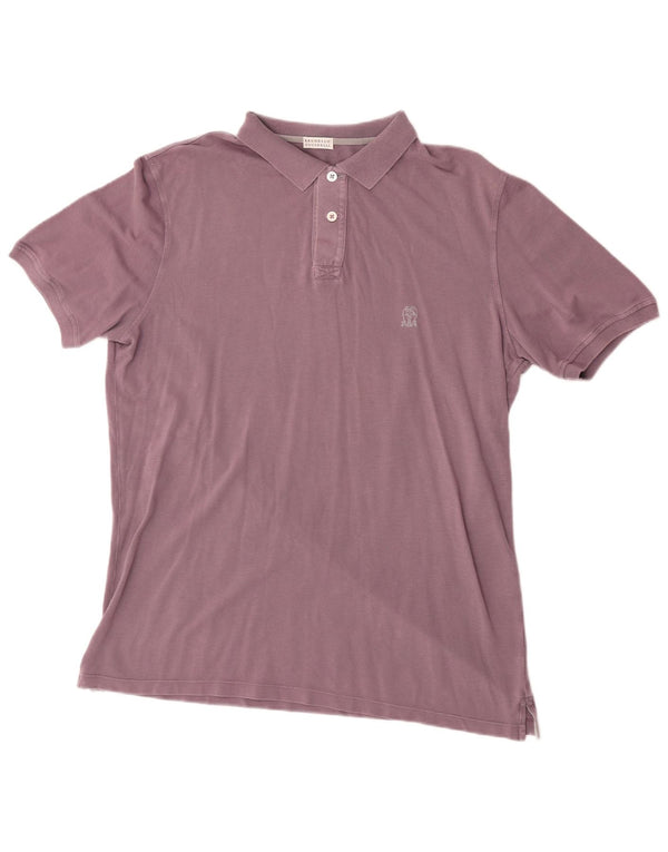Brunello Cucinelli Mens Polo Shirt XL Purple Cotton Classic