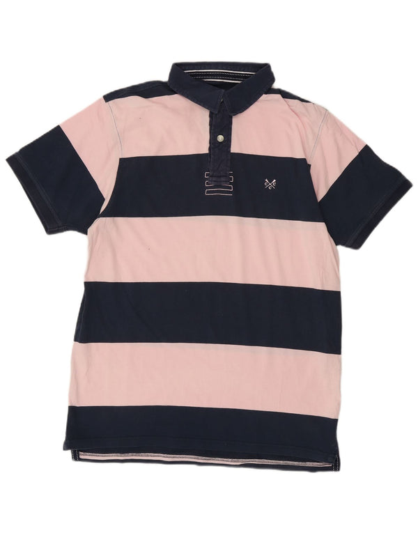 Crew Clothing Polo Homme Large Bleu Marine Rayé Coton