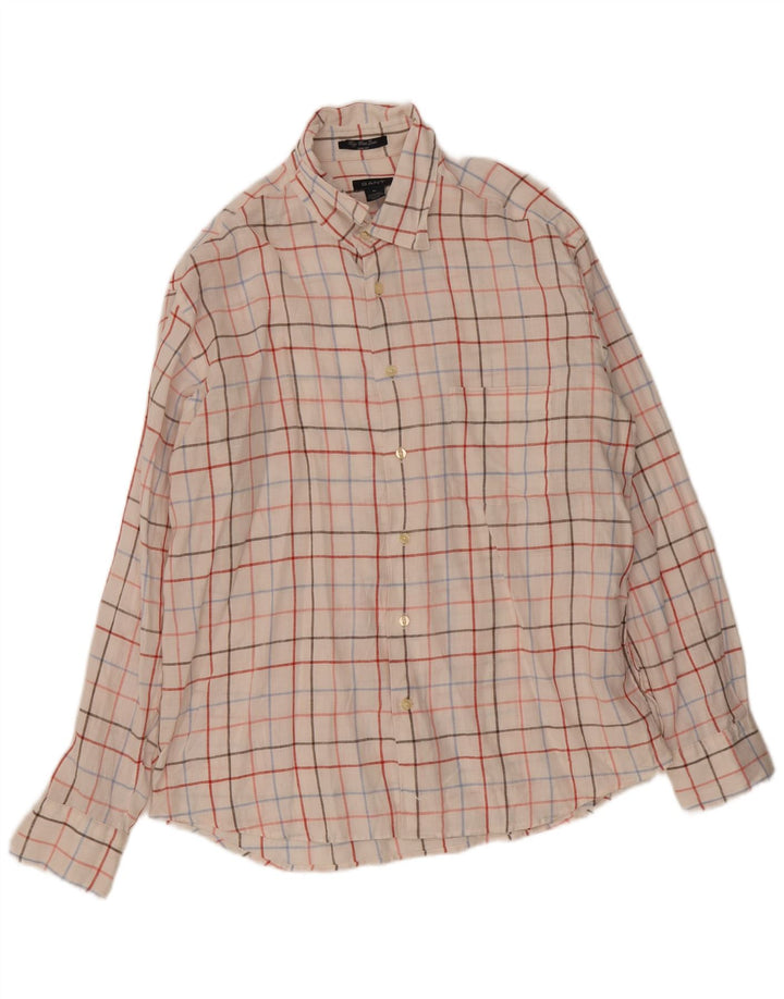 Gant Chemise Slim Fit XL Blanc Carreaux Lin