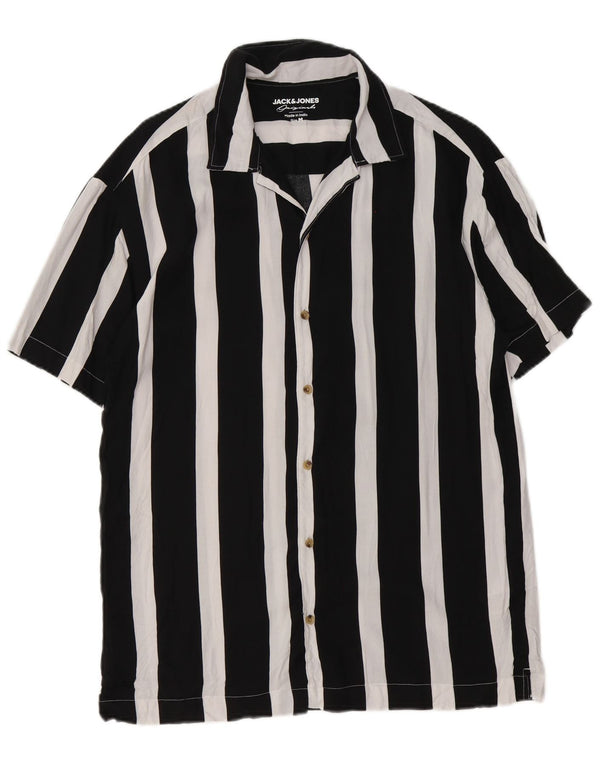 Jack & Jones Chemise à Manches Courtes Homme Noir Rayé Viscose