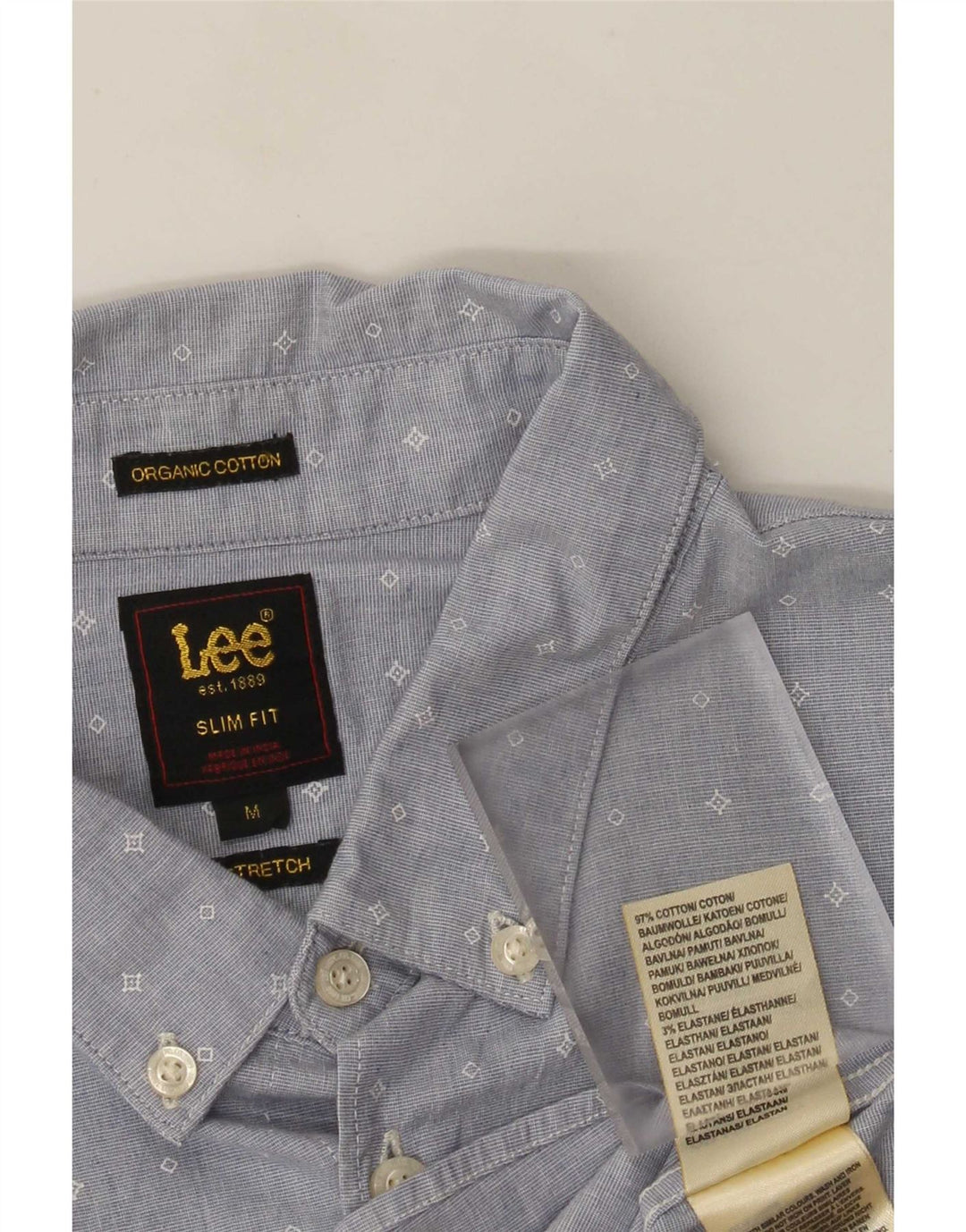 Lee Chemise Slim Fit Homme Bleu Moyen Géométrique Coton