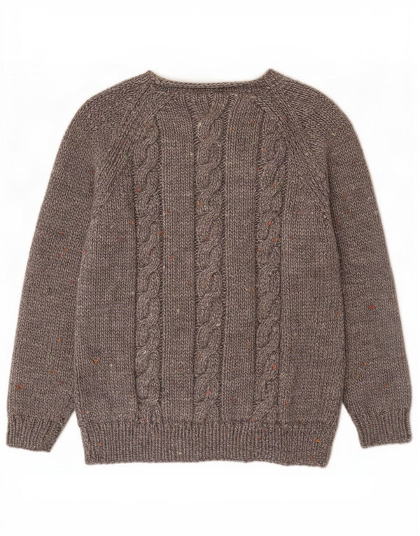 vintage Mens Boat Neck Jumper Pull Petit Gris Moucheté