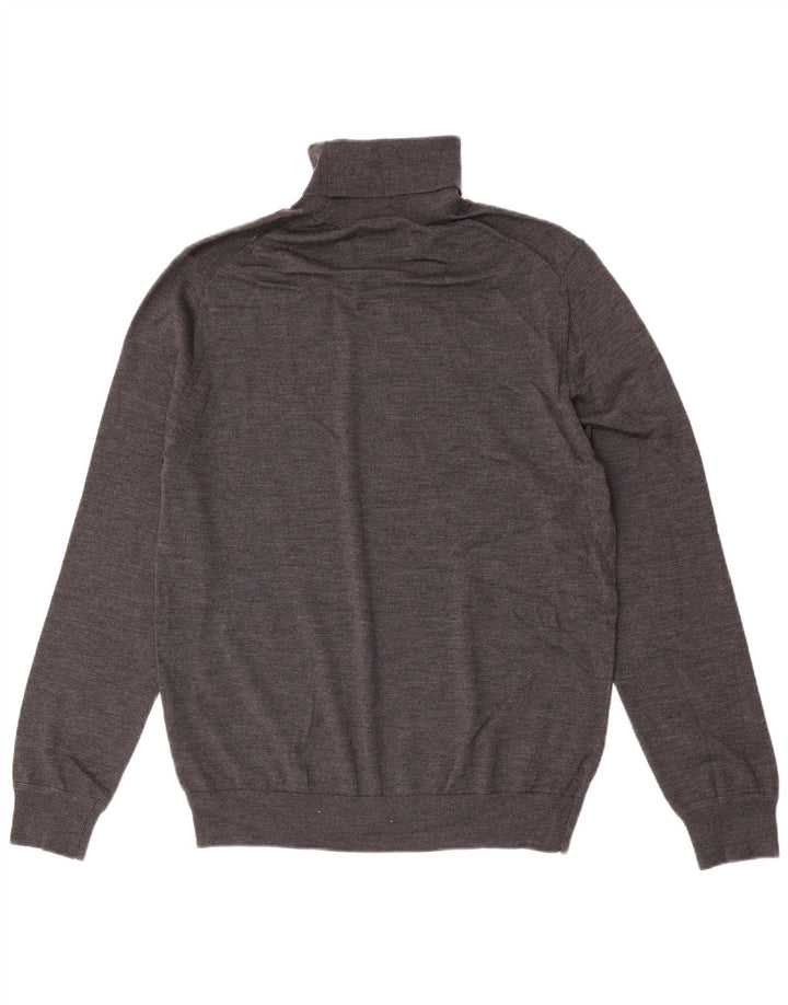Marks & Spencer Pull col roulé pour homme en laine mérinos Gris Taille L