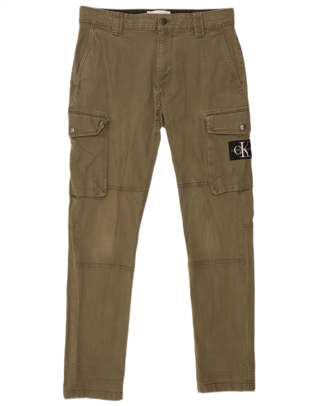 CALVIN KLEIN Pantalon Cargo Slim Homme W29 L29 Kaki Coton