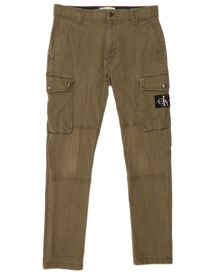 CALVIN KLEIN Pantalon Cargo Slim Homme W29 L29 Kaki Coton