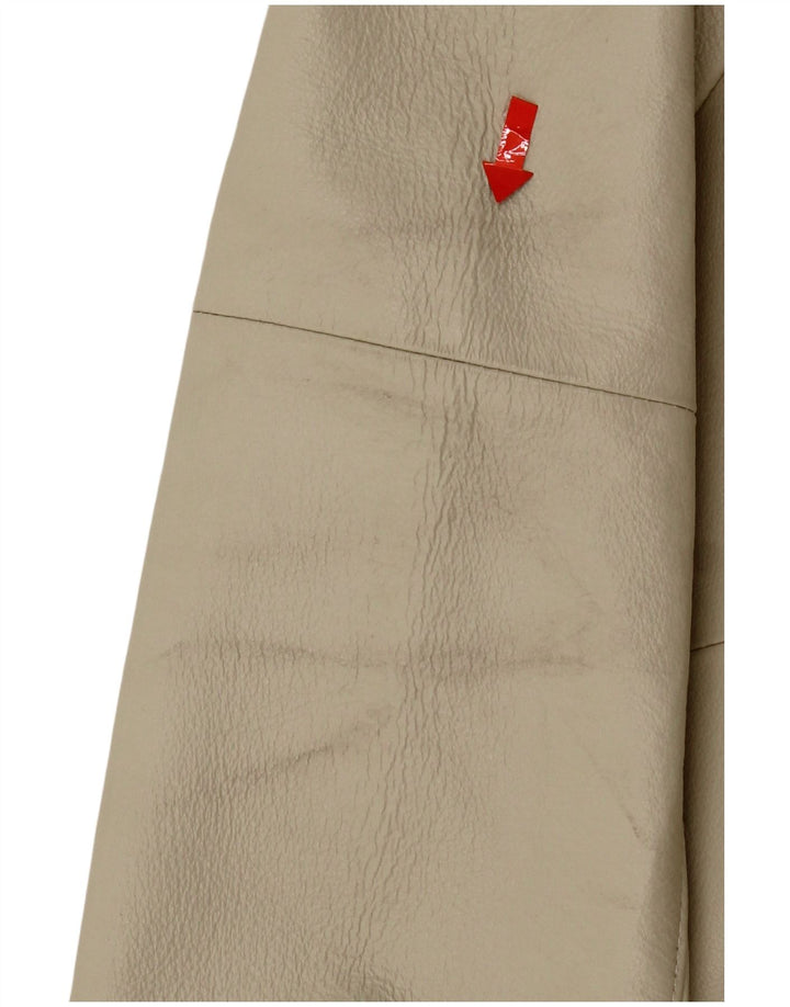 manteau en cuir femme vintage UK 12 Cuir Beige Moyen