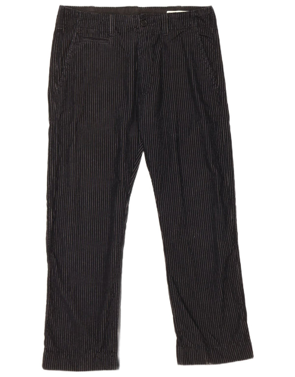 Gas Womens Straight Chino Trousers W32 L26 Navy Blue Pinstripe