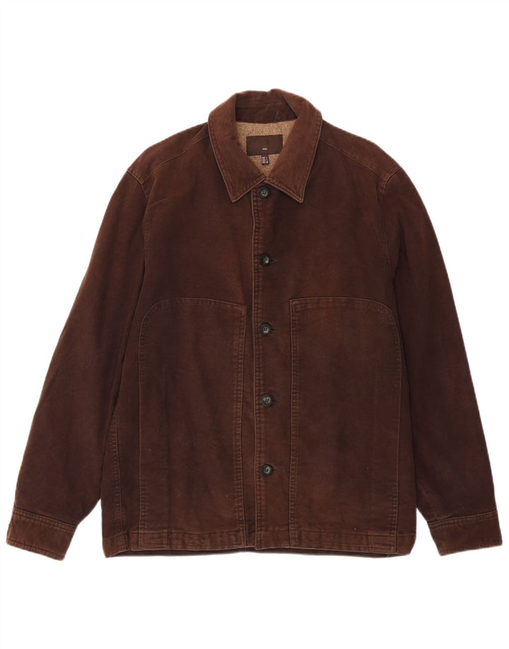 Zara Mens Bomber Jacket UK 40 Large Marron Coton