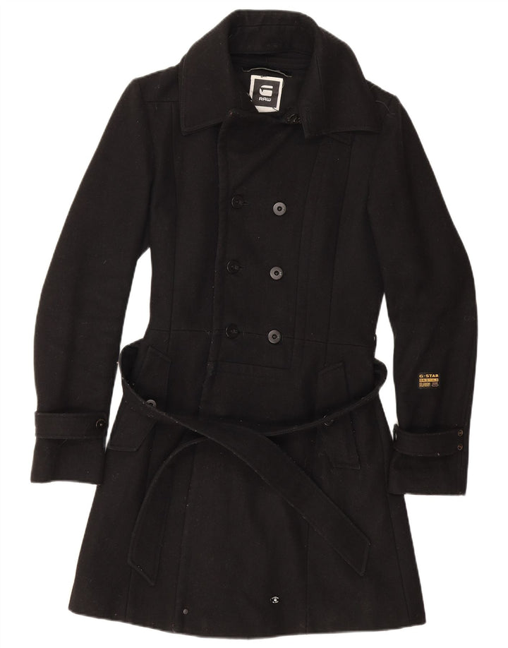 G-Star Manteau croisé pour femme UK 10 Petite laine noire