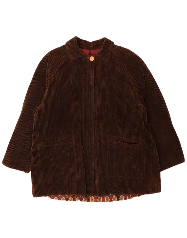 veste en velours côtelé surdimensionnée femme vintage UK 14 coton brun moyen