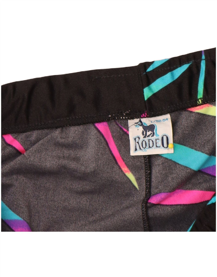 Rodeo Leggings Femme UK 14 Grand Nylon Rayé Noir