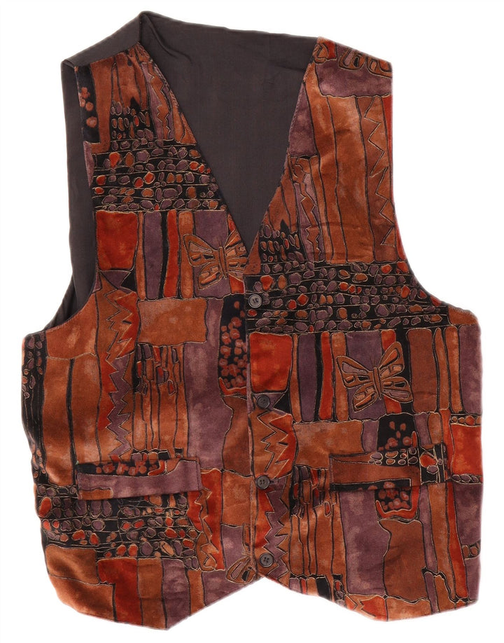 gilet homme vintage grand patchwork marron polyester