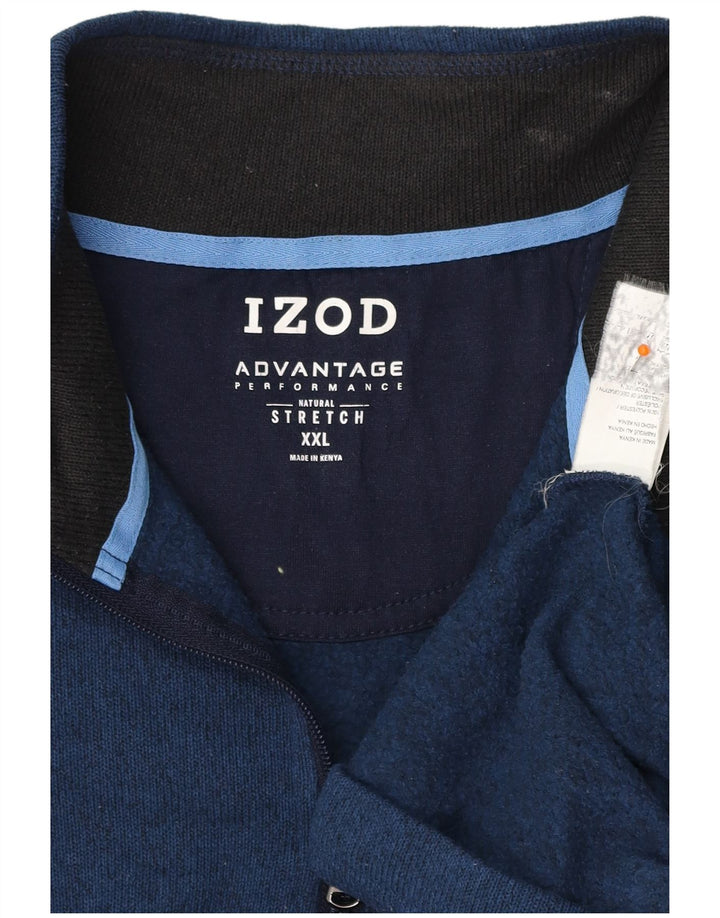 IZOD Sweat-Shirt Col Zippé Homme 2XL Bleu Marine Moucheté Polyester