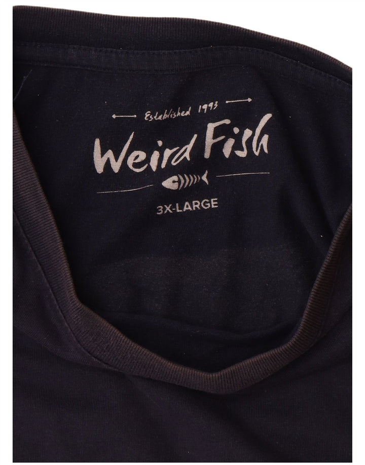 WEIRD FISH T-Shirt graphique homme haut 3XL bleu marine coton