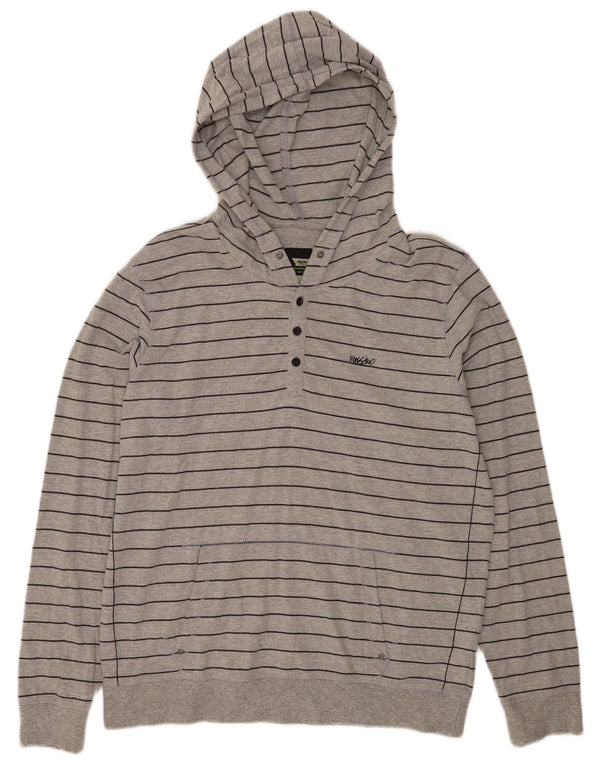 Mossimo Pull à capuche pour homme XL en coton rayé gris