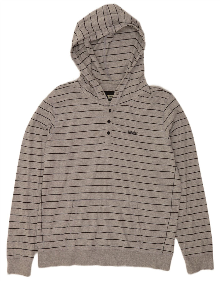 Mossimo Pull à capuche pour homme XL en coton rayé gris