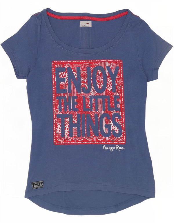 Kangourous T-Shirt Graphique Femme UK 14/16 Grand Bleu Coton