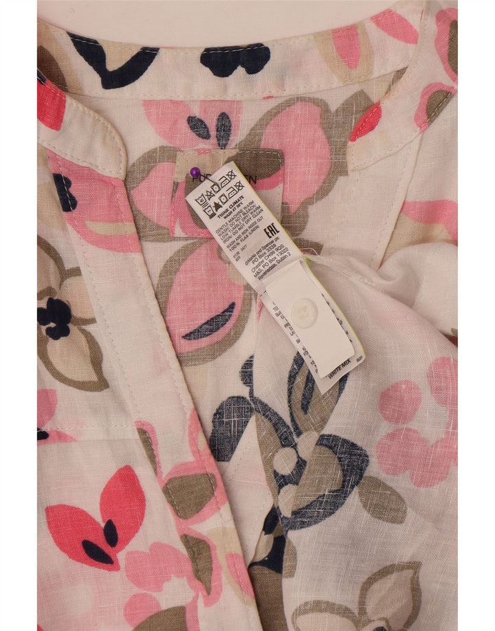 Marks & Spencer Haut chemisier surdimensionné pour femme UK 12 Lin floral blanc moyen