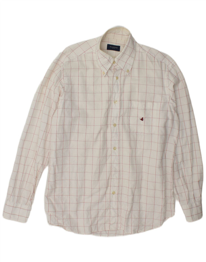 Brooksfield Chemise Homme Taille 41 Grand Coton à Carreaux Blanc