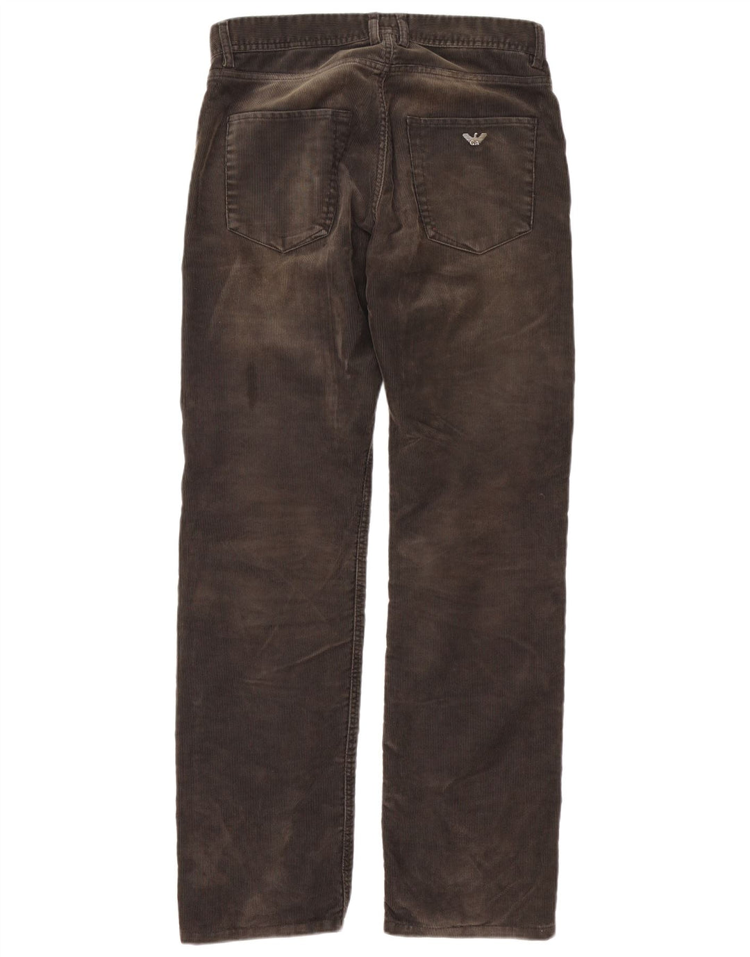 Armani Pantalon droit en velours côtelé pour homme W32 L34 Marron Polyester