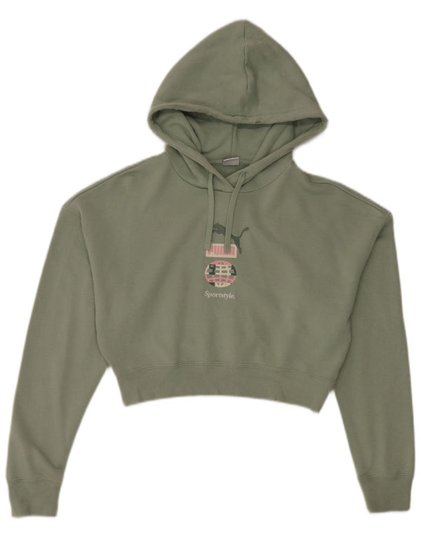 Puma Pull à capuche surdimensionné pour femme UK 10 Petit coton vert