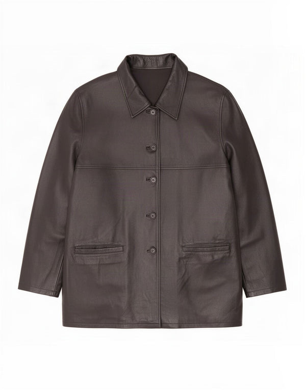 veste en cuir femme vintage IT 54 3XL Noir