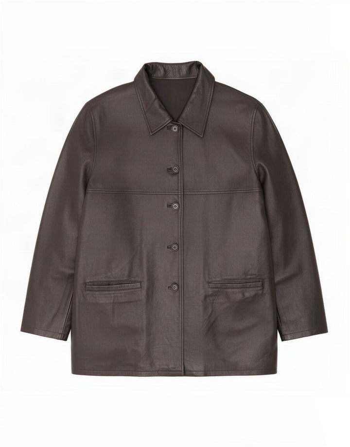 veste en cuir femme vintage IT 54 3XL Noir