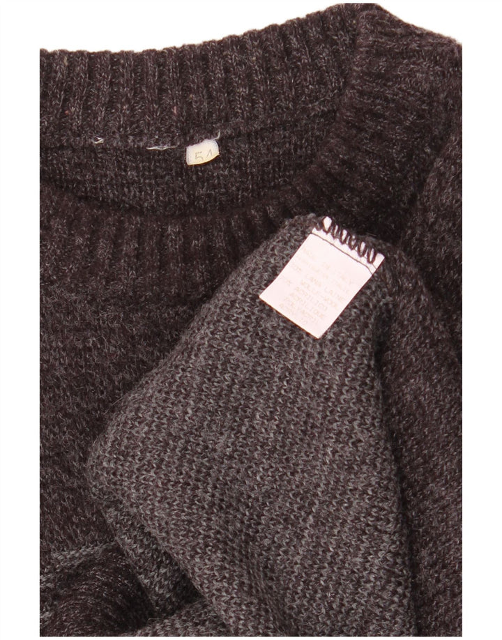 VINTAGE Pull ras du cou pour homme IT 54 XL Gris Fair Isle Wool