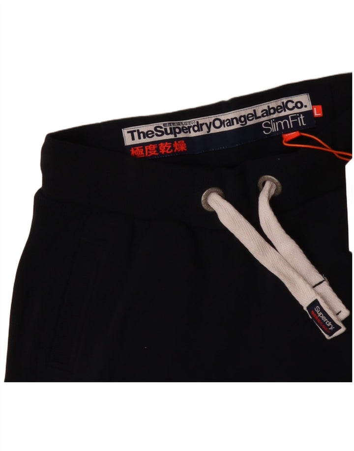 Superdry Pantalon de survêtement pour femme Joggers UK 14 Large Bleu marine Coton