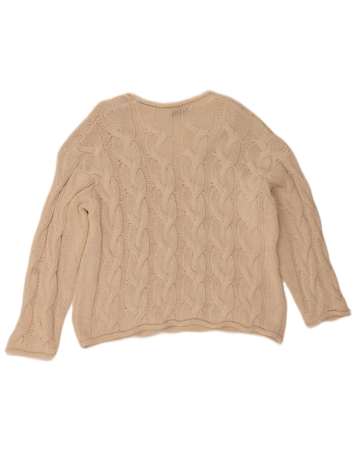 Zara Pull surdimensionné à col en V pour femme UK 10 Small Blanc cassé