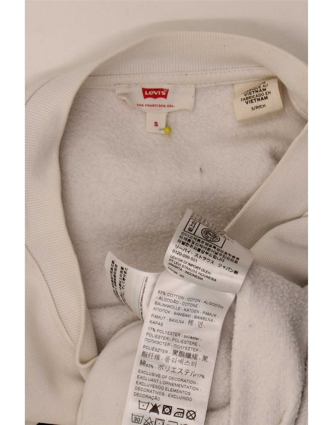 Levi's Sweat-shirt oversize Crop Graphic pour femme UK 10 Small Blanc