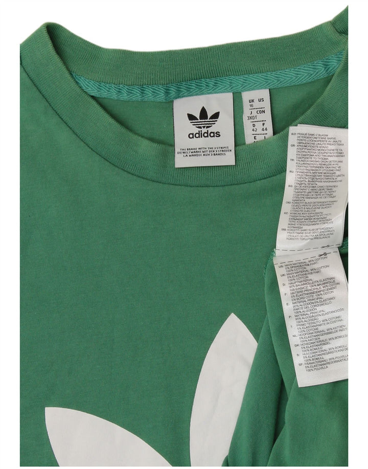 ADIDAS T-shirt graphique pour femme UK 16 Grand coton vert