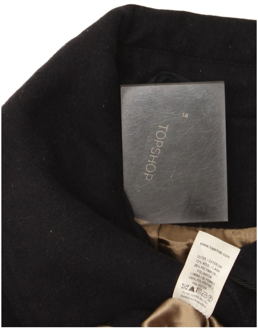Topshop Manteau Femme UK 44 Laine Bleu Marine Moyen