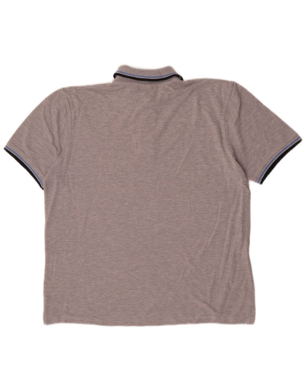 Diadora Polo Homme Large Gris Rayé Coton
