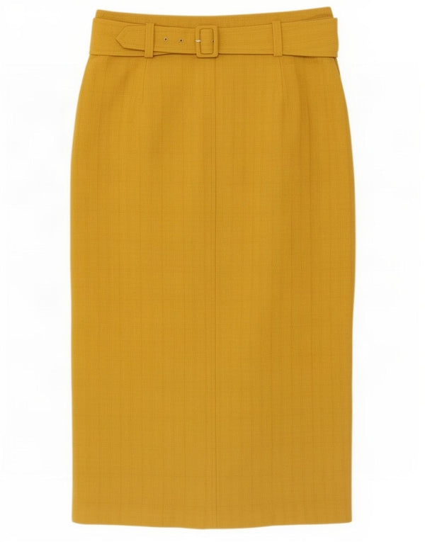 Marks & Spencer Jupe mi-longue pour femme UK 12 Medium W30 Jaune Polyester