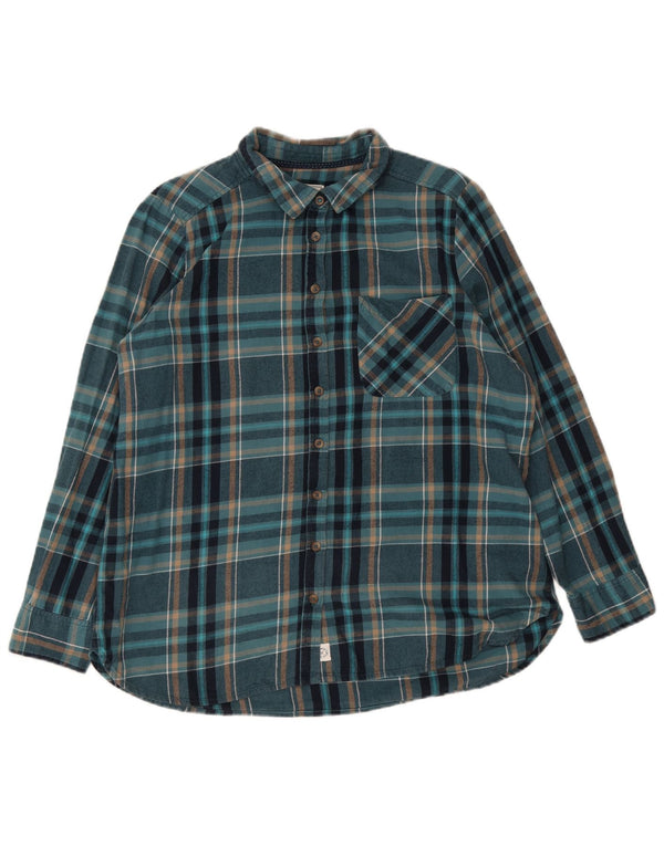 Fat Face Chemise en flanelle pour femme UK 16 Grand coton à carreaux turquoise