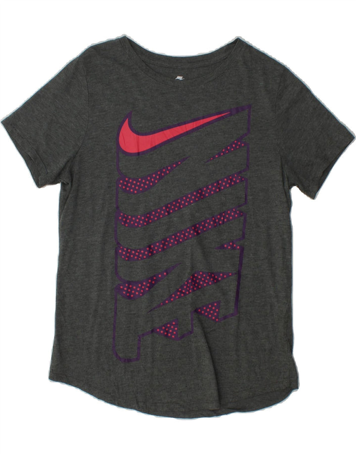 NIKE Womens Athletic Cut Graphic T-Shirt Top UK 10 Small Grey Polyester Vintage Nike and Second-Hand Nike from Messina Hembry 
