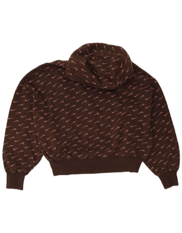 Nike Pull à capuche surdimensionné graphique pour femme UK 10 Petit coton marron