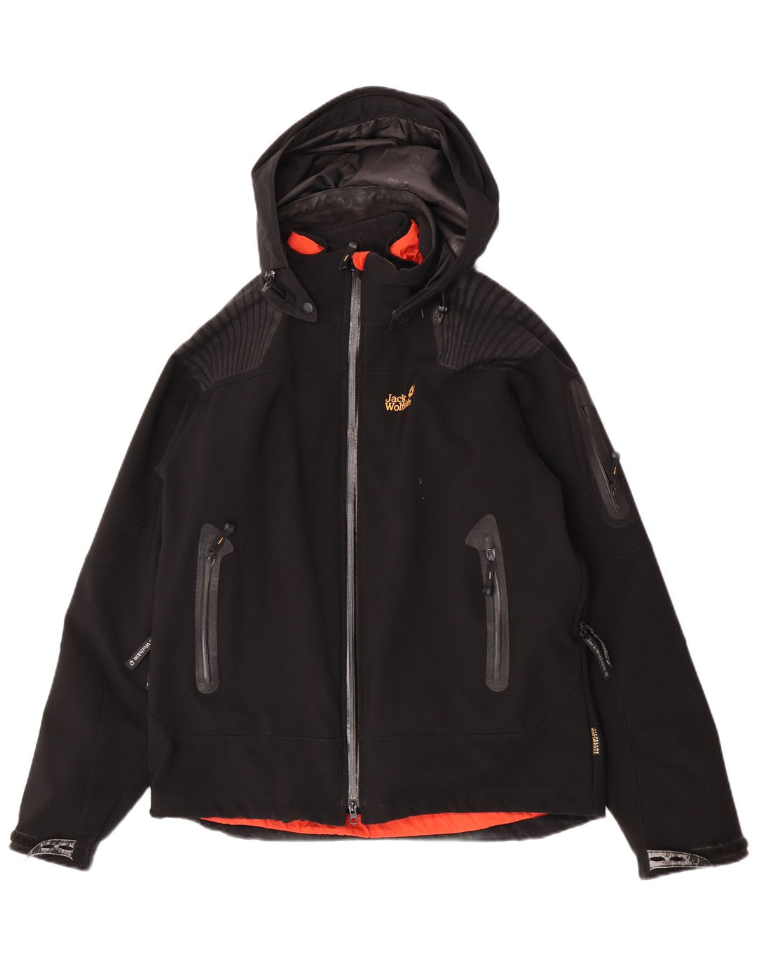 Jack Wolfskin Veste coupe-vent à capuche pour homme UK 40/42 Large Noir Polyester