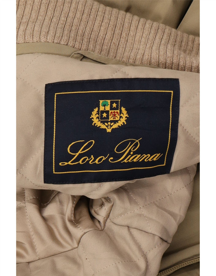 Loro Piana Veste coupe-vent à capuche pour homme UK 40 Large Beige Polyamide