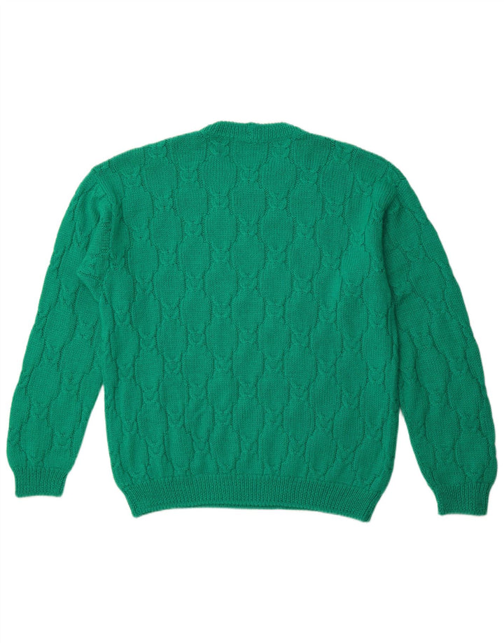 VINTAGE Pull col rond homme XL vert