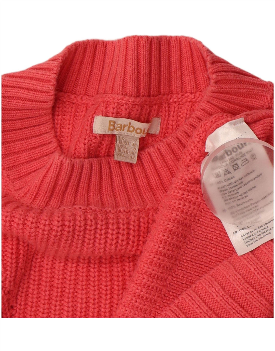 BARBOUR Pull surdimensionné à col rond pour femme UK 12 Rose moyen