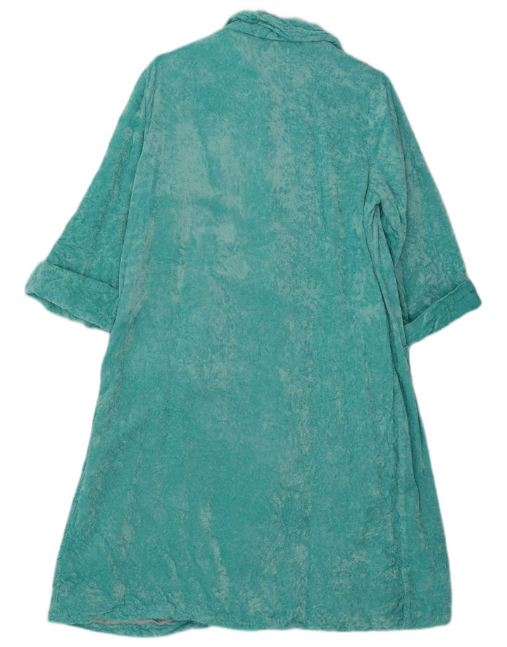 vintage Femme Velour Robe Robe UK 14 Bleu Moyen