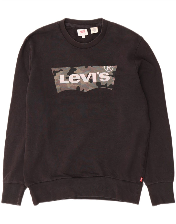 Levi's Graphic Sweatshirt Jumper Small Homme Noir Coton