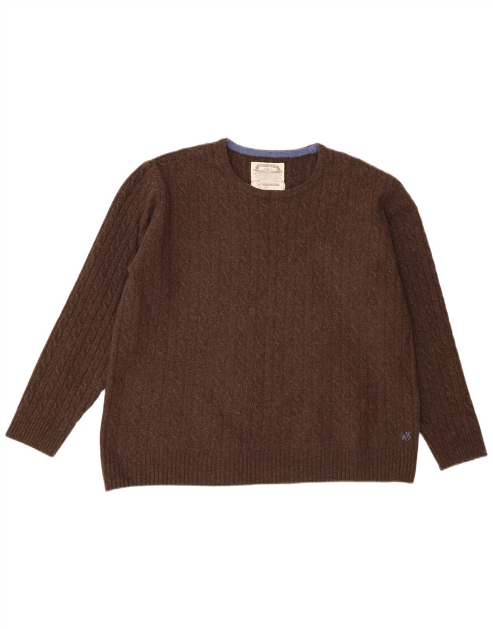 Pull à col rond White Stuff pour femme UK 16 Large en laine d'agneau marron