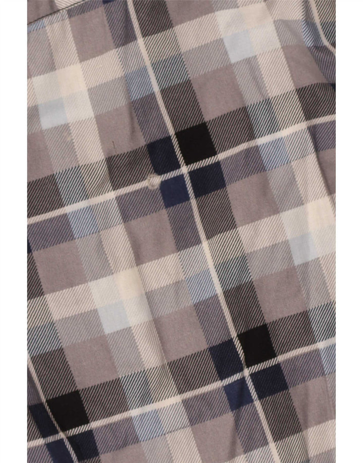 Fishbone Chemise Slim Fit en Flanelle Homme Bleu Moyen à Carreaux en Coton