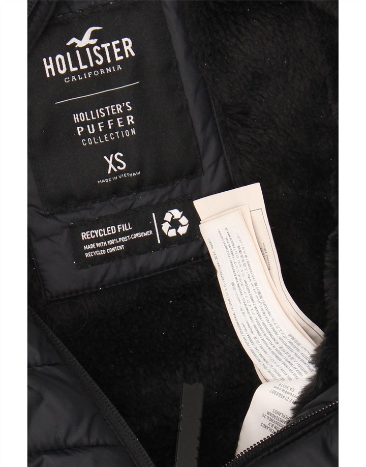 HOLLISTER Veste matelassée à capuche pour homme UK 34 XS Noir Nylon
