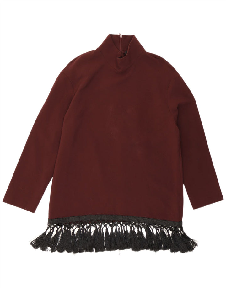 Zara Tunique à manches longues pour femme UK 14 Bordeaux moyen
