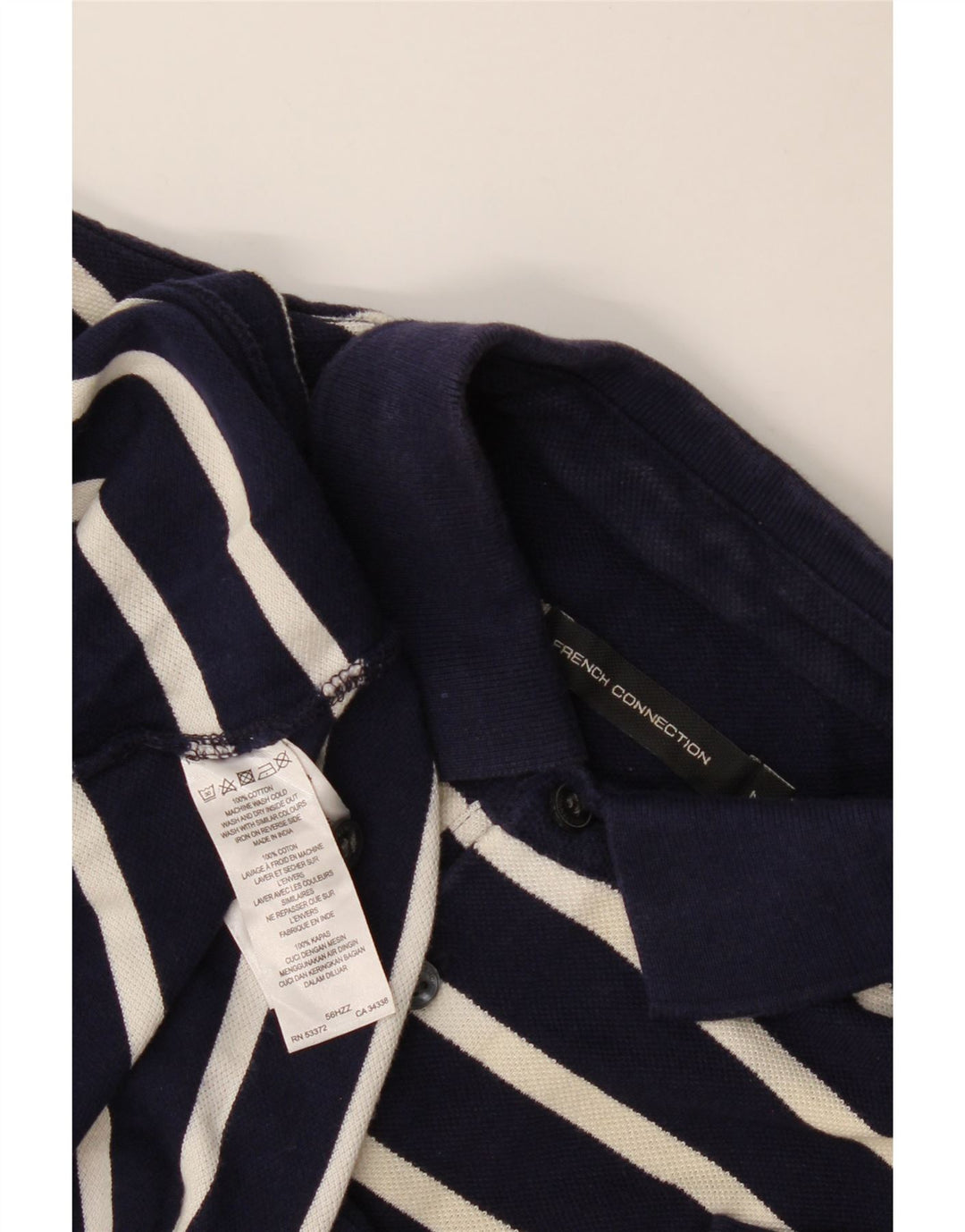 French Connection Polo Homme Bleu Marine Moyen Rayé Coton
